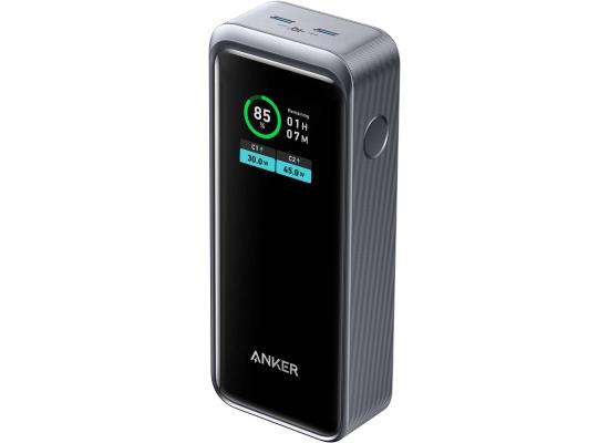 Anker 723 Prime 12,000mAh 130W Power Bank, 65W USB-C Single-Port Max, Smart Display, Active Shield 2.0, Ultra Compact Dynamic Power, 3.0 Power Delivery, 2 USB-C Port, Black